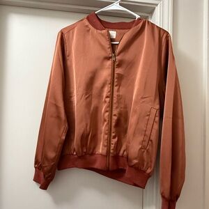 Allie Rose Women's Satin Bomber Jacket - Rust. Perfect Condition Size Small
